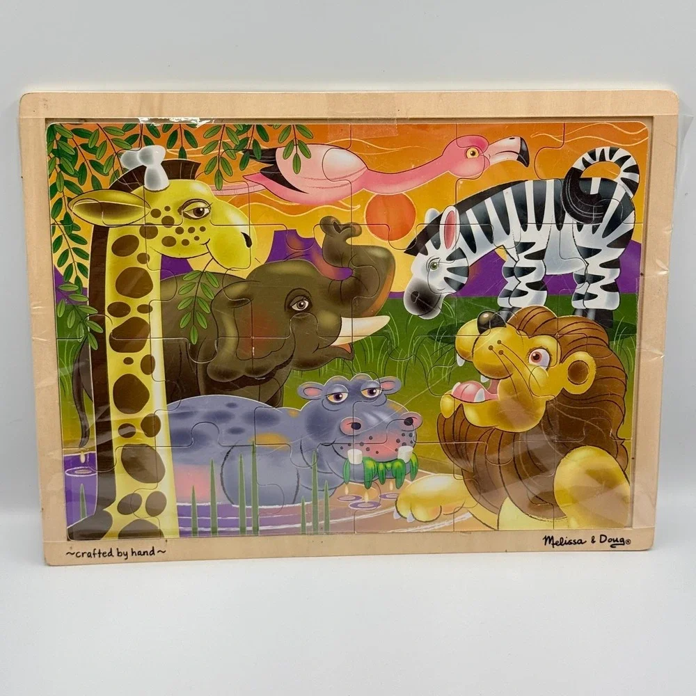 Melissa & Doug Puzzles Lot of 3 Shapes Jumbo Knob Pirates African Plains Safari‎